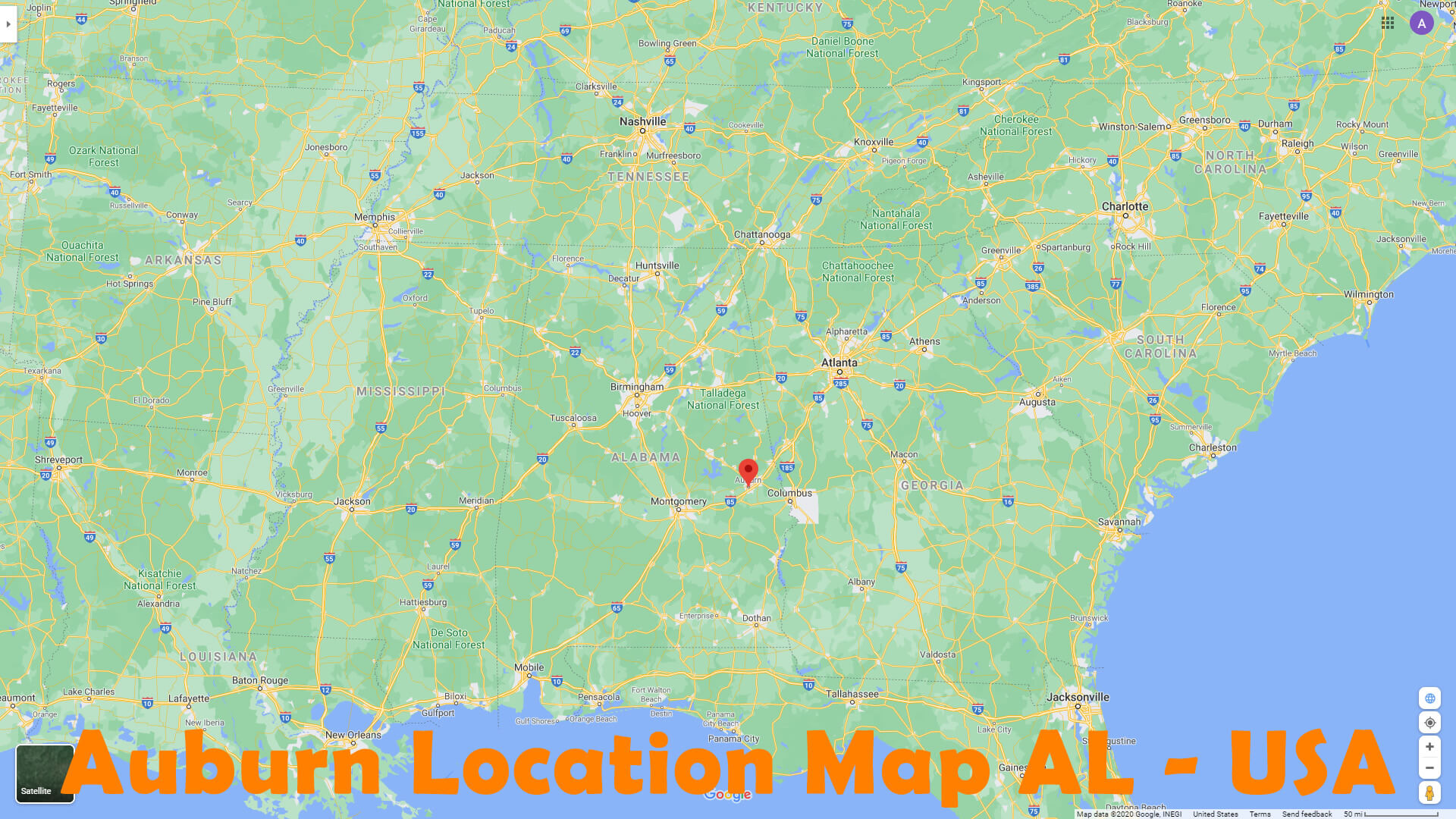 Auburn Location Map AL   USA